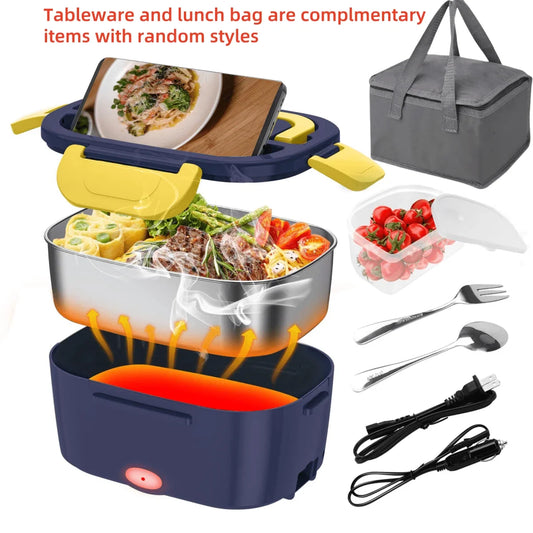 12V/24V/110V Multi‑Voltage Electric Heating Lunch Box, Portable Food Warmer for Car, Truck, Office & Outdoor Use