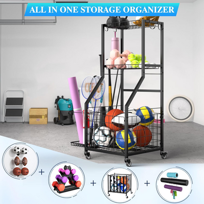 Sports Equipment Garage Organizer,Garage Ball Storage Rack for Sports