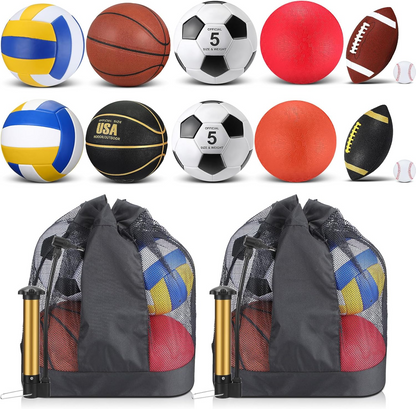 12 Pcs Assorted Sport Ball Set for Youth Adult Official Size Basketball Football Volleyball