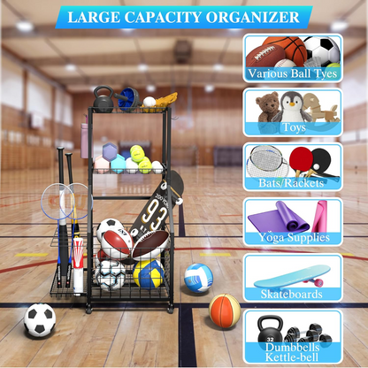 Sports Equipment Garage Organizer,Garage Ball Storage Rack for Sports