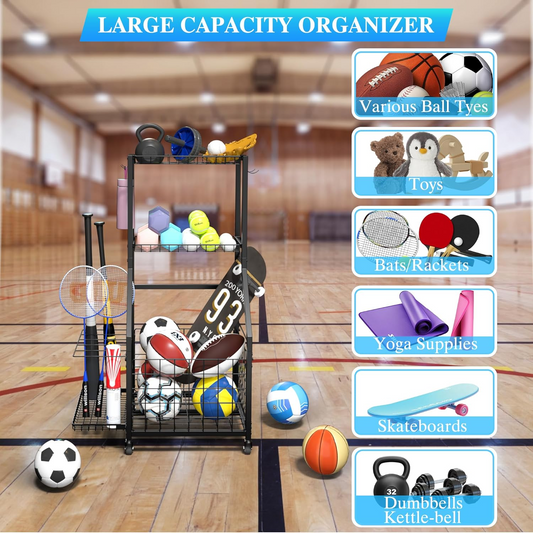 Sports Equipment Garage Organizer,Garage Ball Storage Rack for Sports