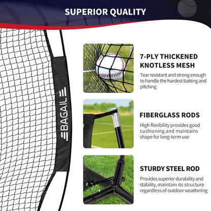 7x7 ft Baseball & Softball Training Net | Includes Batting Tee & 2 Strike Zones, Heavy Duty Frame