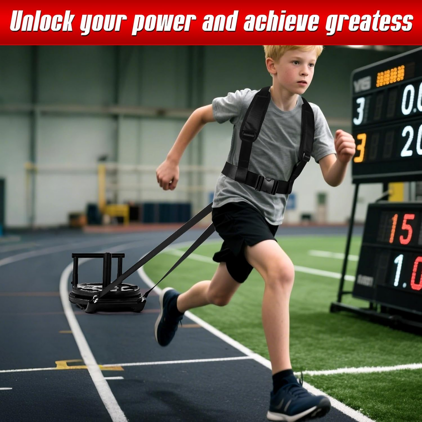 Workout Fitness Sled, Weighted Sleds Push Gym Equipment for Adults & Kids, Compatible with 1" & 2" Weight Plates