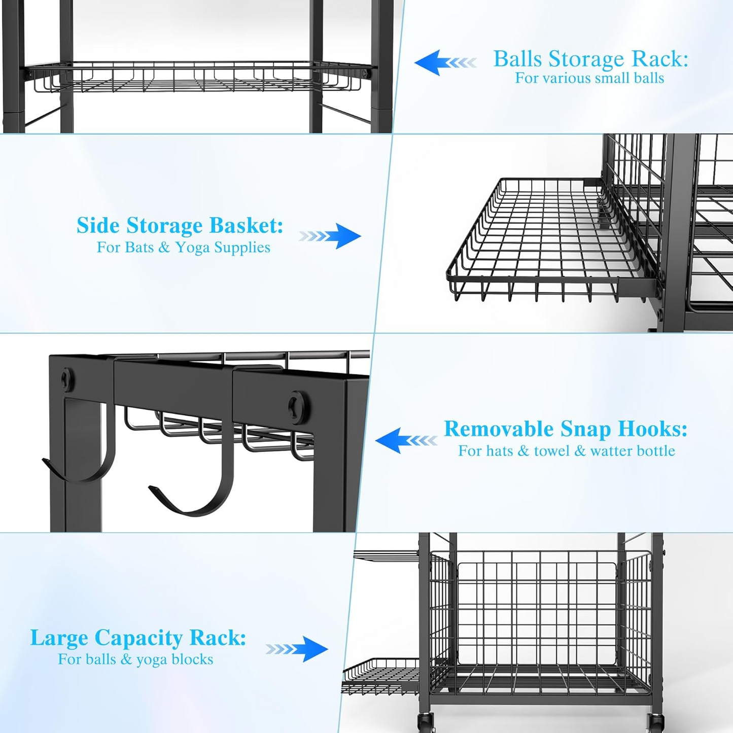 Sports Equipment Garage Organizer,Garage Ball Storage Rack for Sports