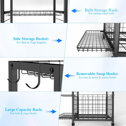 Sports Equipment Garage Organizer,Garage Ball Storage Rack for Sports