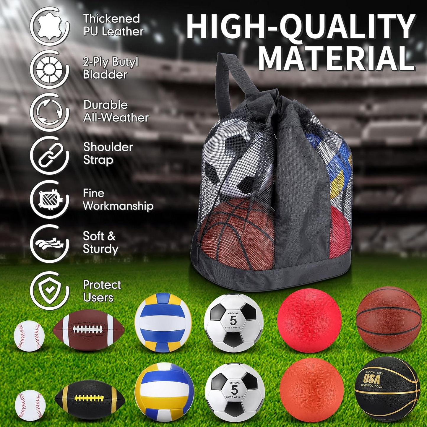 12 Pcs Assorted Sport Ball Set for Youth Adult Official Size Basketball Football Volleyball