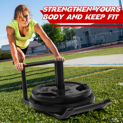 Workout Fitness Sled, Weighted Sleds Push Gym Equipment for Adults & Kids, Compatible with 1" & 2" Weight Plates