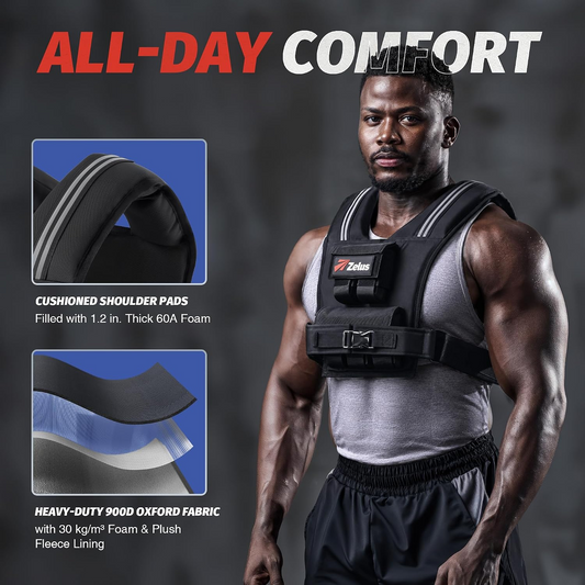 Weighted Vest Men, 23lbs/36lbs/45lbs Adjustable Weight Vest with 10/16/20 removable Iron Weights and Reflective Strips, No-Bounce Design